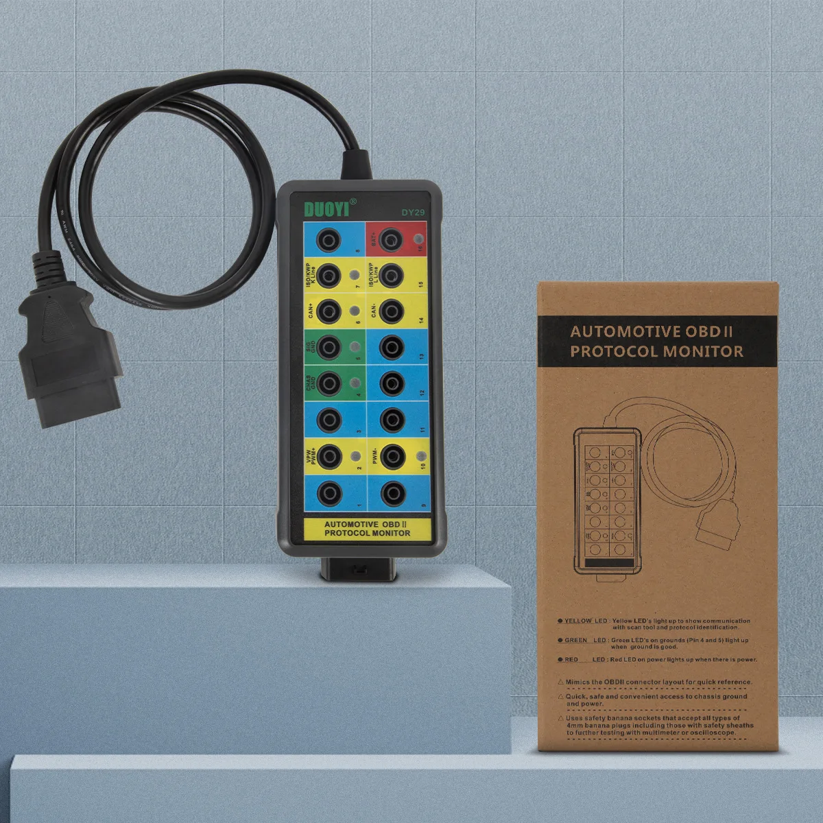 Imagem -02 - Testador Automotivo do Detector do Protocolo de Diagnóstico Carro Obd Breakout Break Out Box Veículo Monitor de Interface Obdii Dy29