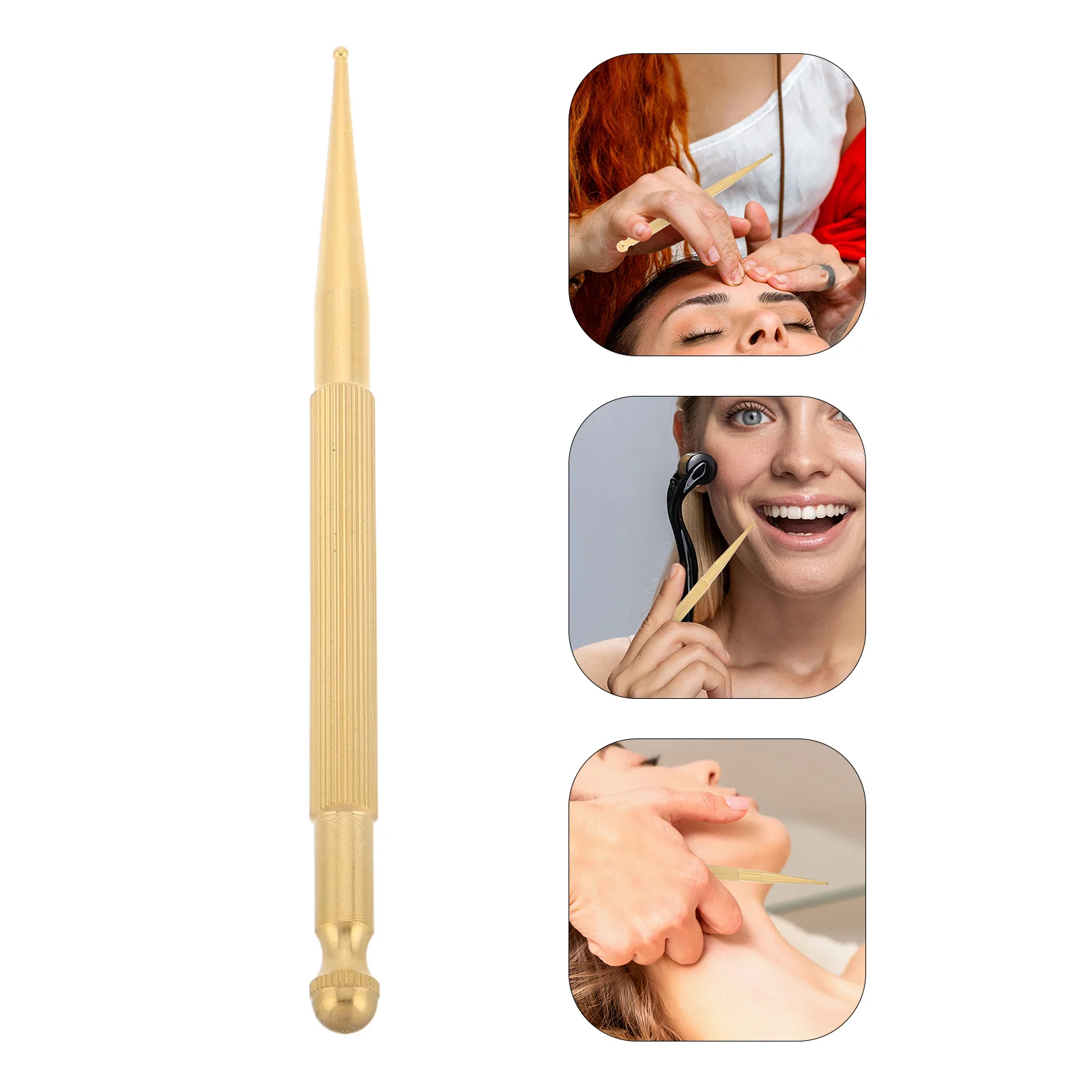 

Brass Acupoint Massage Stick for Deep Tissue Facial Foot Relaxation Manual Foot Reflexology Tool Massage Sticks