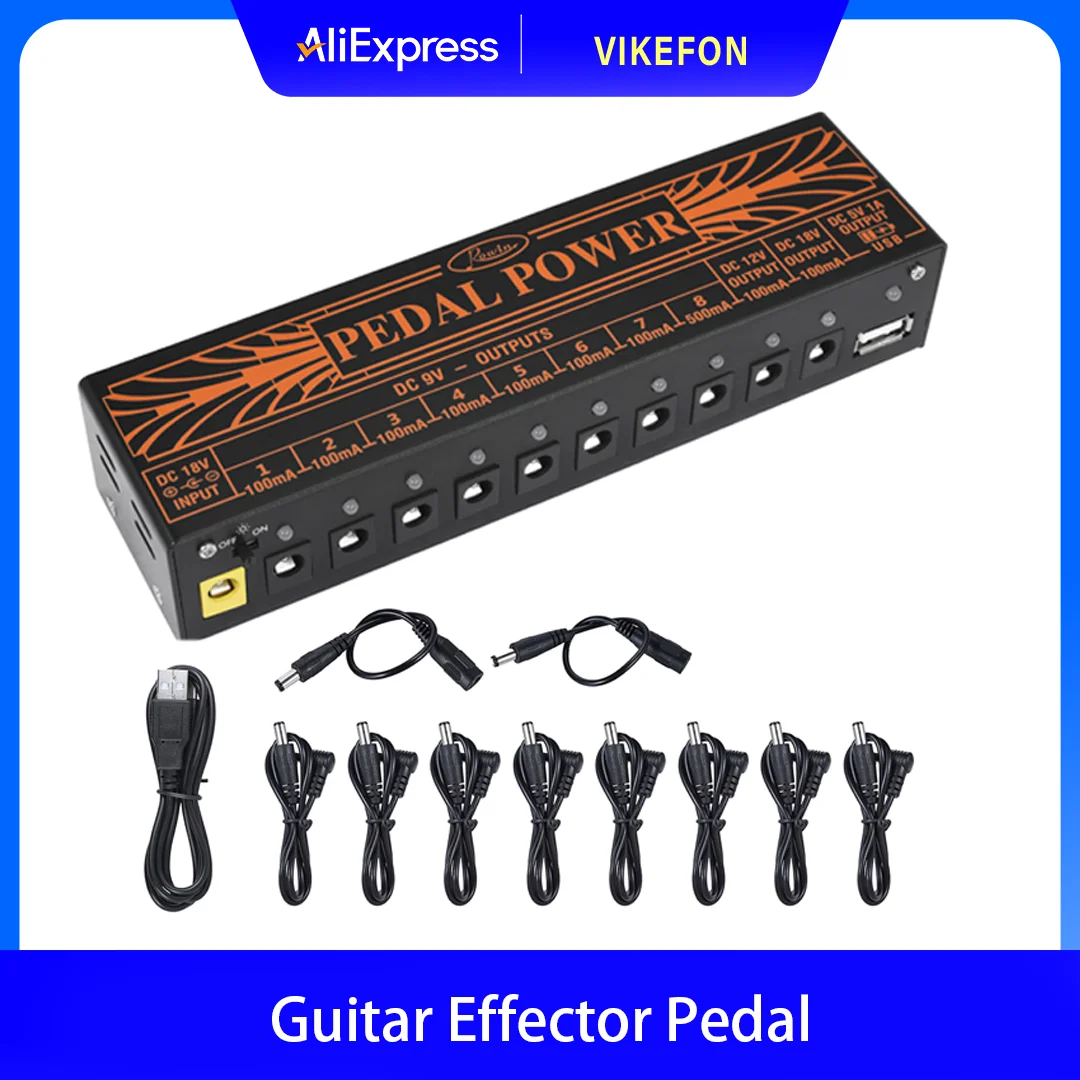Pedal Power Supply Update Output Multi Circuit Power Supply For Guitar Pedal 10 Ways 9V/12V/18V DC Outputs 1 Way 5V USB