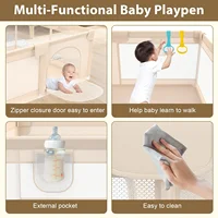 47X47 Inch Baby Playpen with 2 Handles, Toddler Play Yard with Soft And Breathable Mesh And Zipper Door, 27 Inch Height 7
