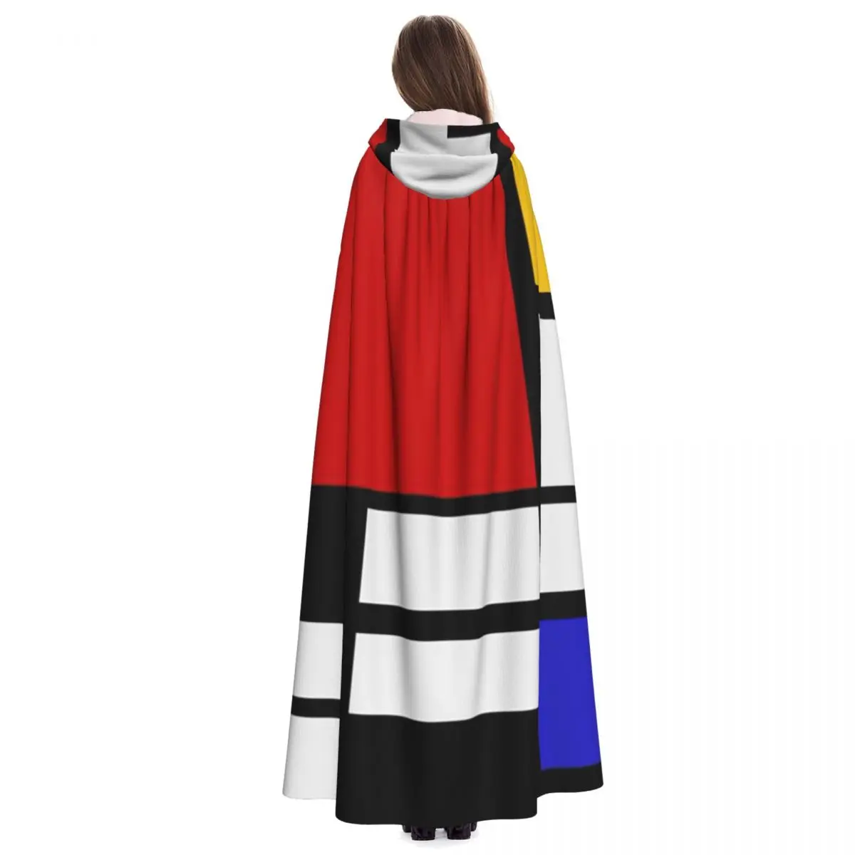 Piet Mondrian De Stijl Long Hooded Cloak Witch Medieval Costume Cosplay Cape HalloweenVampire Adult Unisex - view 2