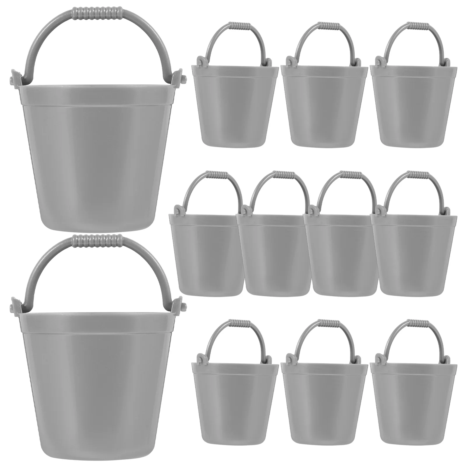 12 Pcs House Bucket Plastic Barrel Model Buckets Mini Prop Miniature Decoration