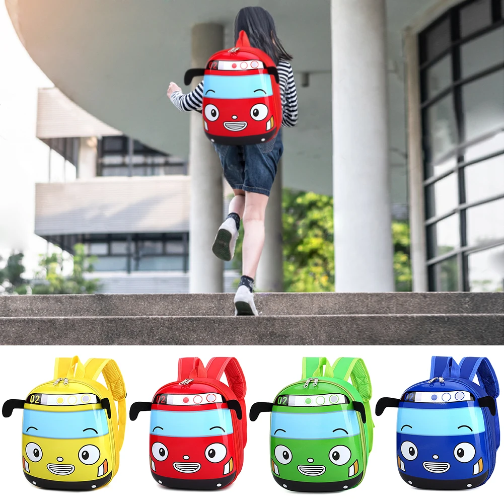 3D Cartoon Bus Toddler Backpack Cute Kindergarten Travel Backpack Small School Bookbag for Boys Girls Go for An Outing