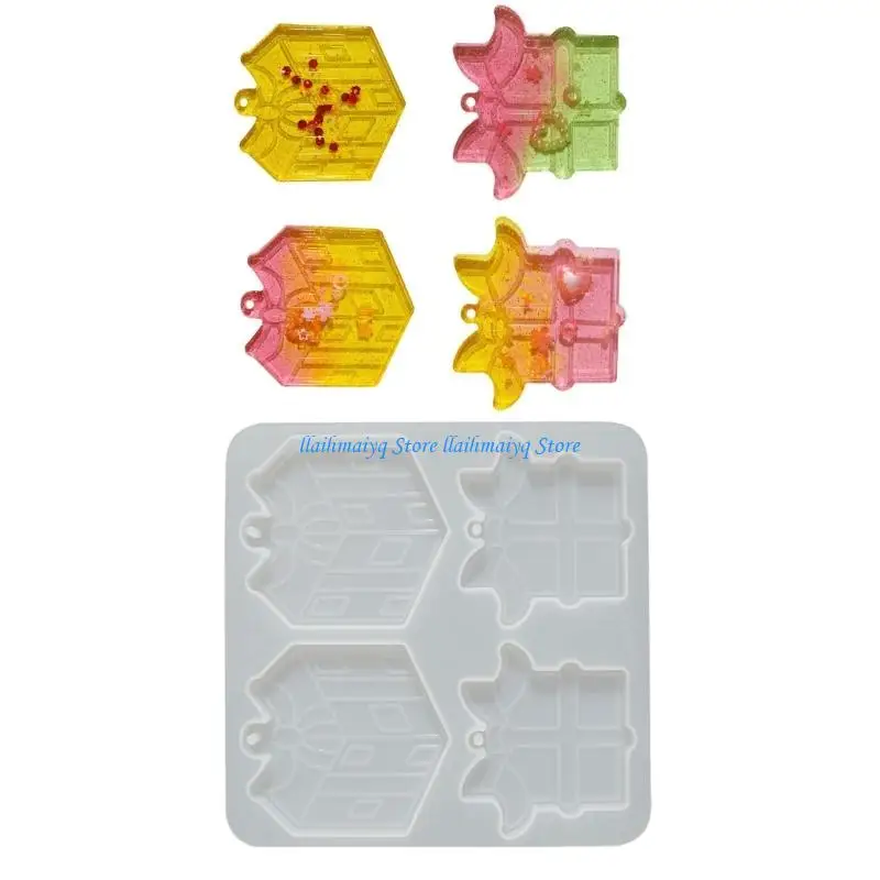 

573B Christmas Themed Silicone Jewelry Mold For Keychain Pendants Earring Charm Crafting With Holiday Shapes