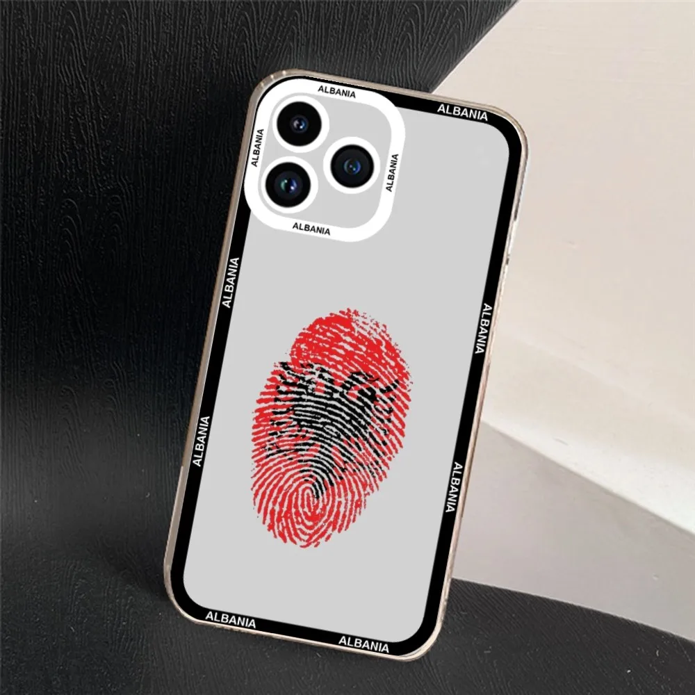 Funda de teléfono con bandera de Albania, carcasa transparente para iPhone 11 12 Mini 13 14 15 Pro Max