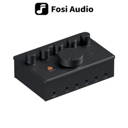 Fosi Audio PH05 5 Channel Headphone Amplifier, Mini Desktop Amp with Audio Interface Podcast Monitor Supports 16-300 Ω with 12V