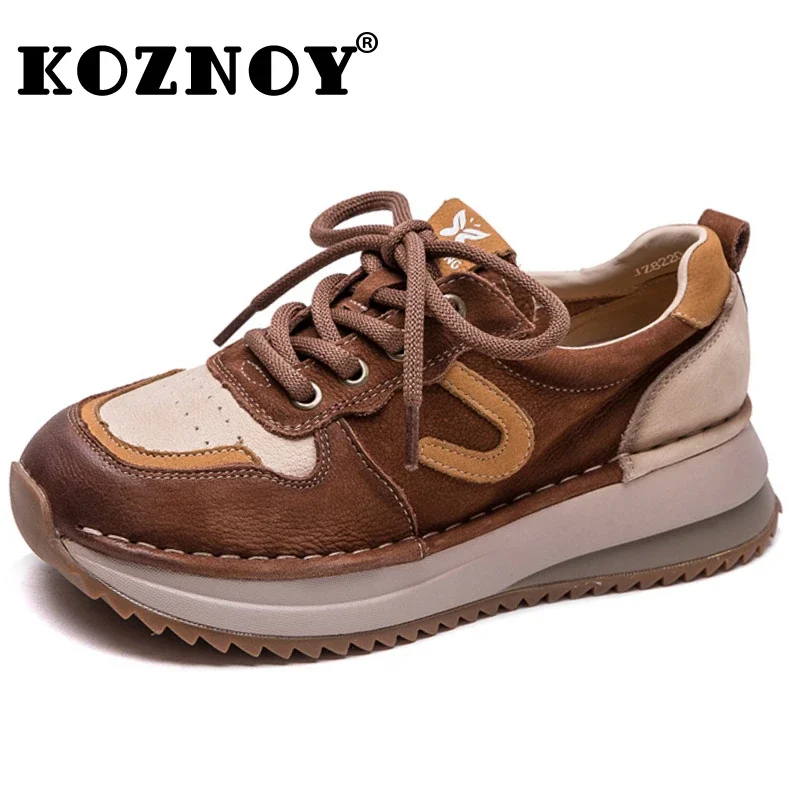 

Koznoy 4,5 см замшевые кроссовки из коровьей кожи на массивном каблуке, вулканизированные лоферы на платформе, осенняя женская летняя весенняя обувь на плоской подошве