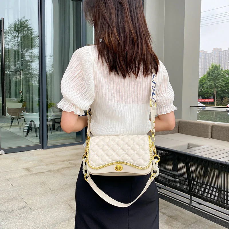 

Новинка лета 2024, женская седельная сумка - стеганая сумка через плечо, маленькая сумка через плечо с вышивкой, минималистичная винтажная сумка