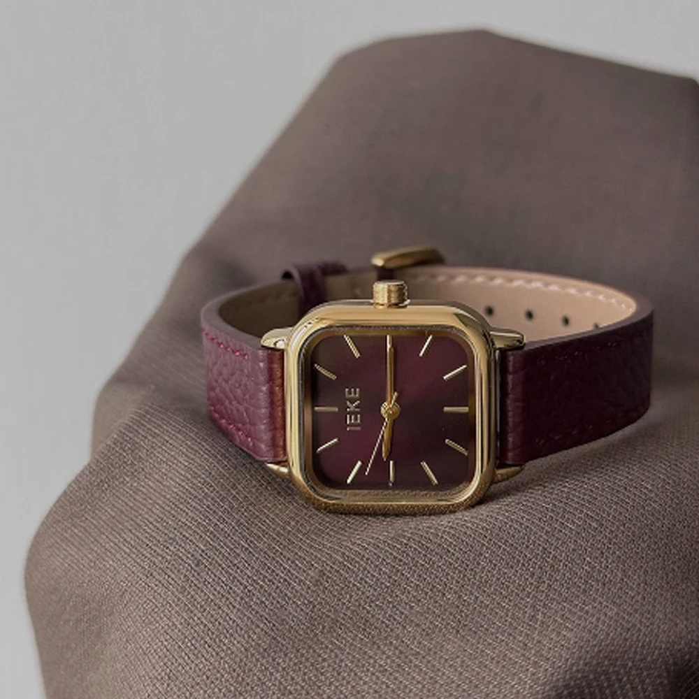 Fashion temperament minimalist luxury square dial with red belt with quartz women's watch