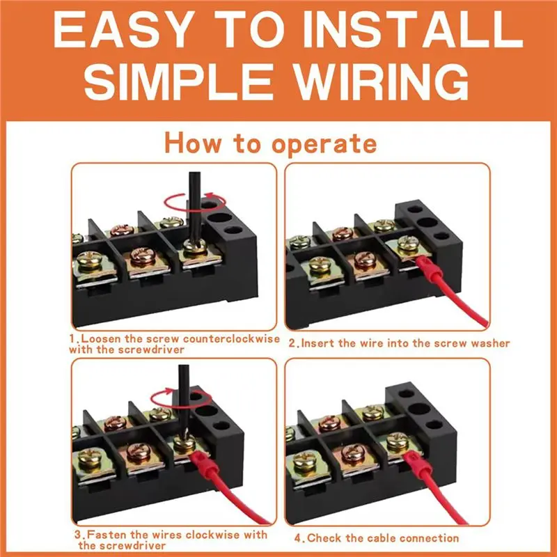 Y42A-4PCS 12 Circuits 12 Positions Terminal Block 20-30A 200-450V Dual Row Screw Terminals Strip