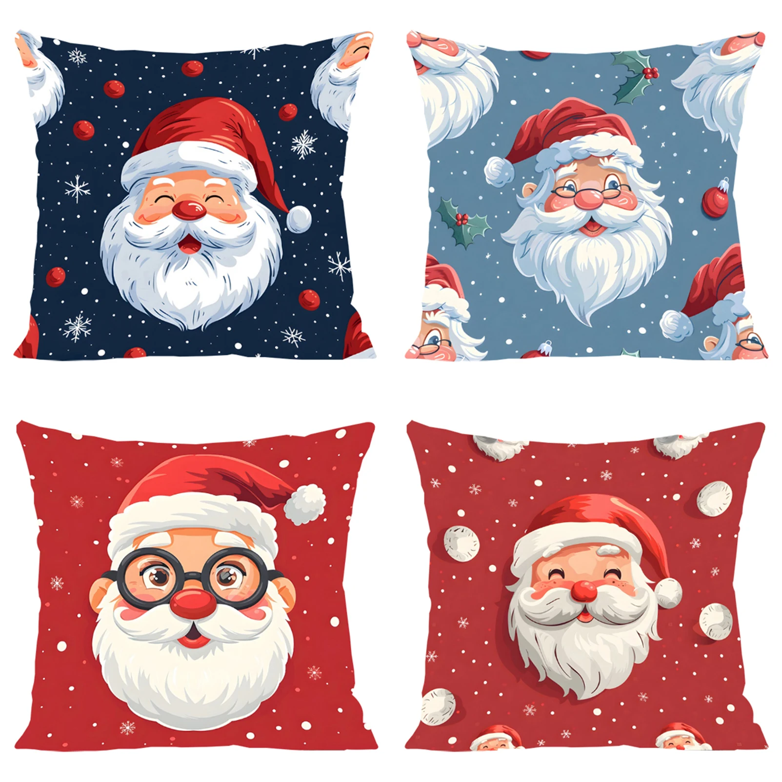 

40X40 Joyful Santa Claus Pillowcase Christmas Decorative Cushion Cover Double sided Printed Bed Pillowcase 50x50