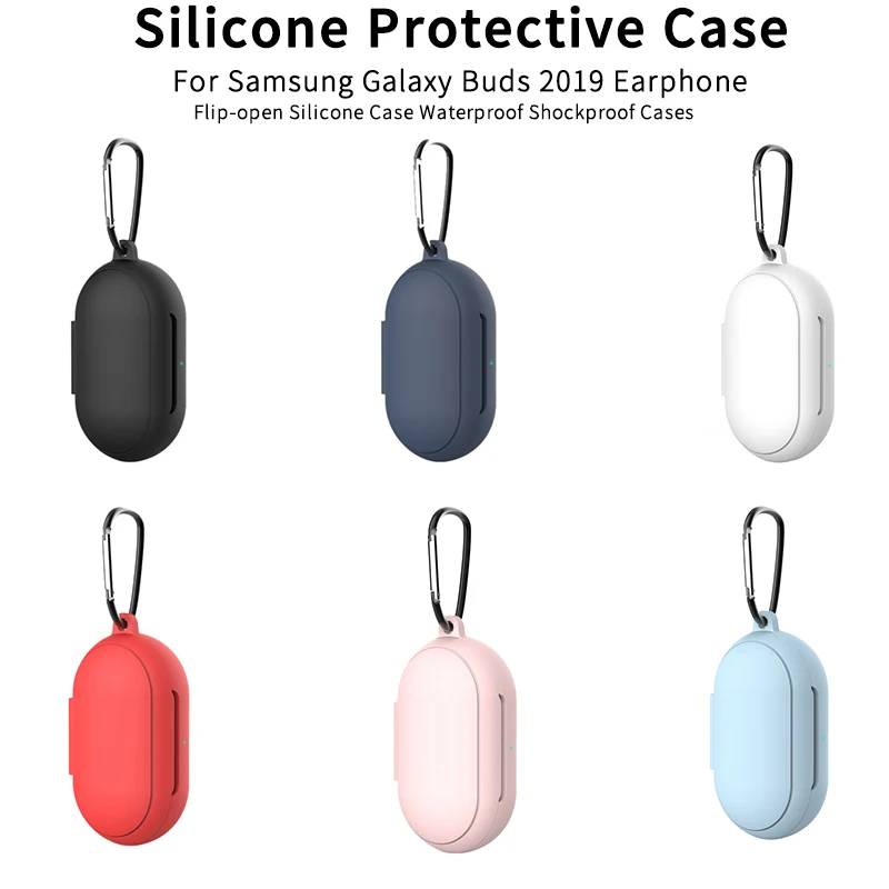 Sky Blue Silicone Protective Case for Samsung Galaxy Buds 2019 Earphone Flip-Open Case Waterproof Shockproof Cases