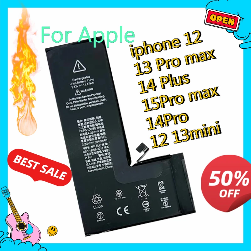 

Replacement Mobile Phone Batteries for Iphone 12 13 Pro Max 14 Plus 14Pro 12 13mini Battery Fast Shipping