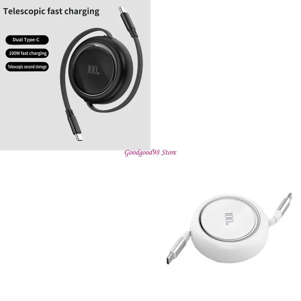 

USB C to USB C 100W Charging Cable Retractable Cord USB 480Mbps Data Sync Wire