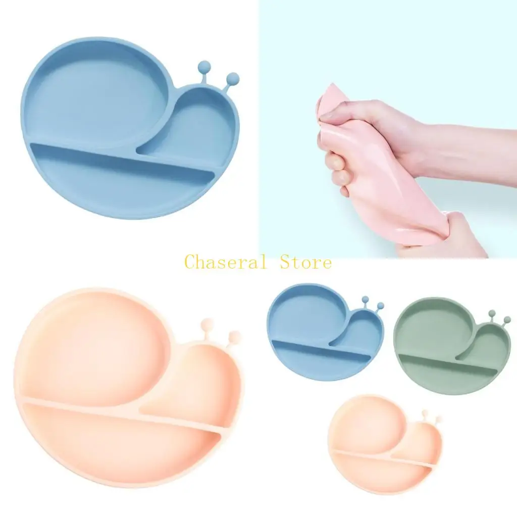 

E7CE Cartoon Snail Silicone Baby Divided Plate Toddler Eating Training Dish Pan for Baby Girls Boys Eating Developing