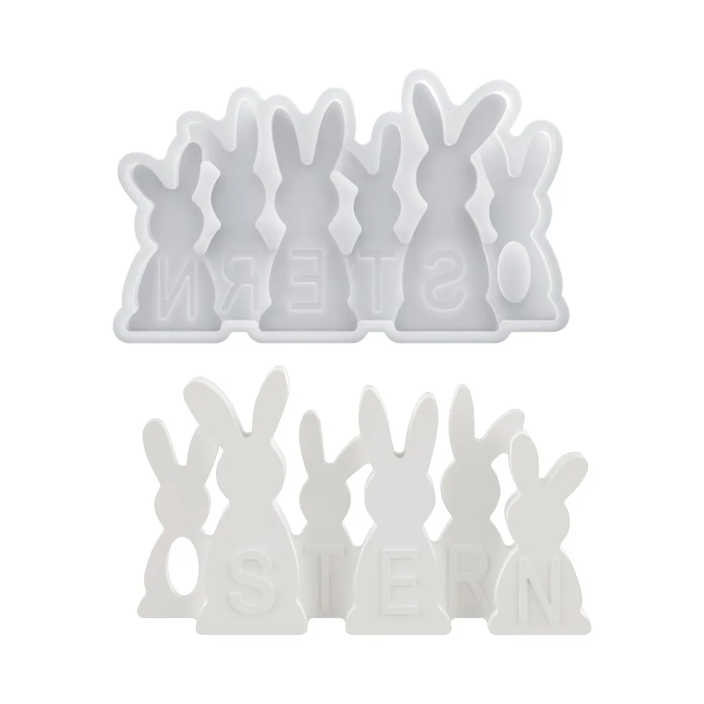 

Creative Easter Bunny Aromatherapy Candle Mold 6-cavity 3D Plaster Mold Reusable Silicone Handmade Candle Mold Party Supplies
