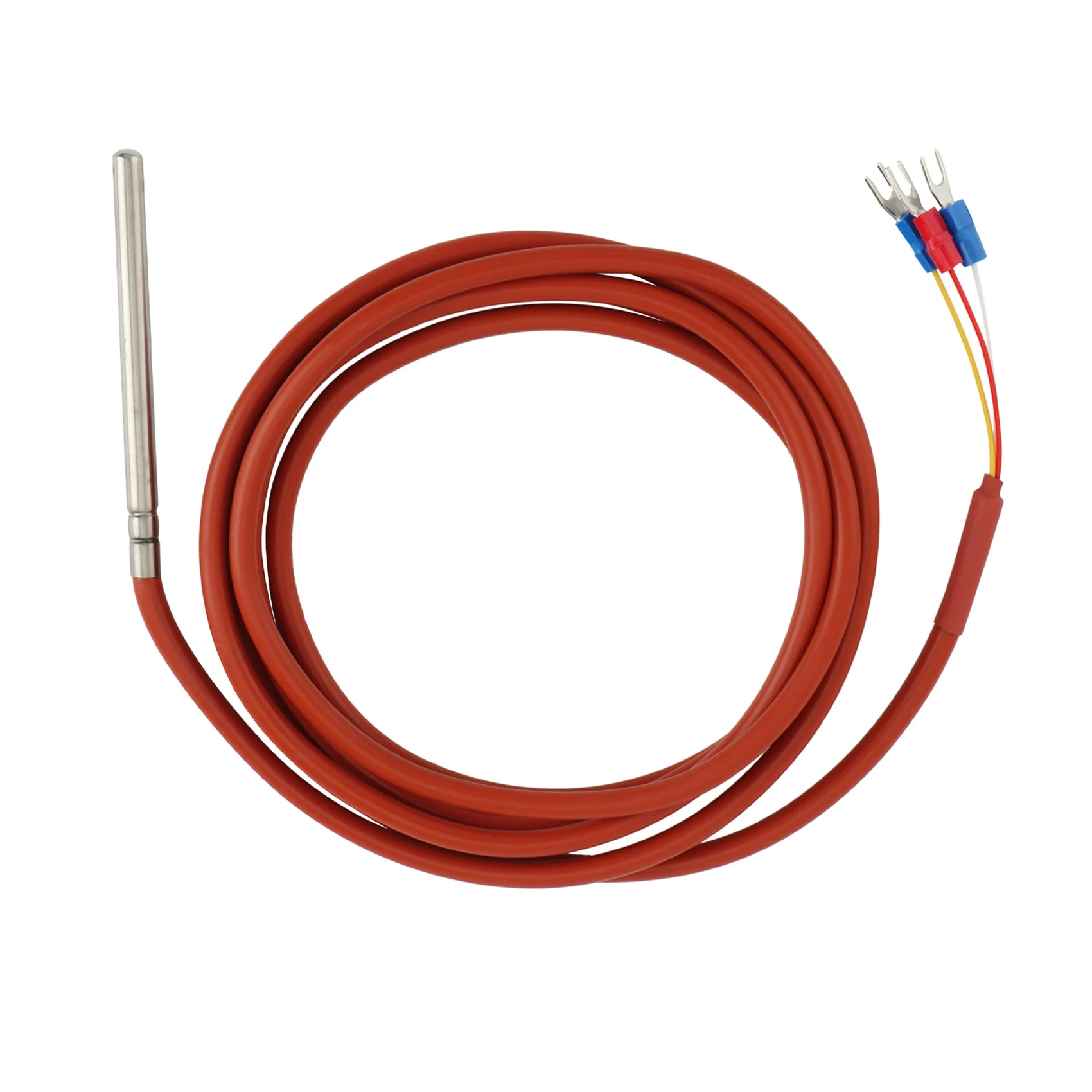Pt100 Rtd Temperatuursensor 6Mm X 80Mm Klasse B 2M Siliconen Gel Gecoate Draad Weerstand Pt 100 Roestvrij Staal