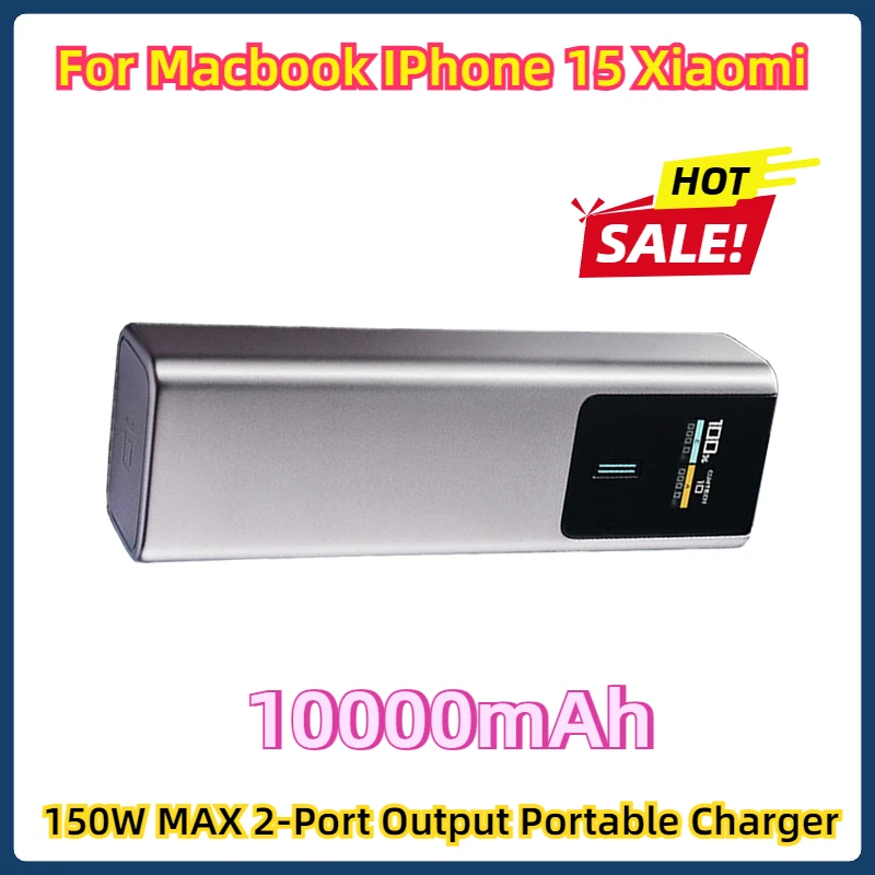 For Macbook IPhone 15 Xiaomi Power Bank 10000mAh PB100P 150W MAX 2-Port Output Portable Charger