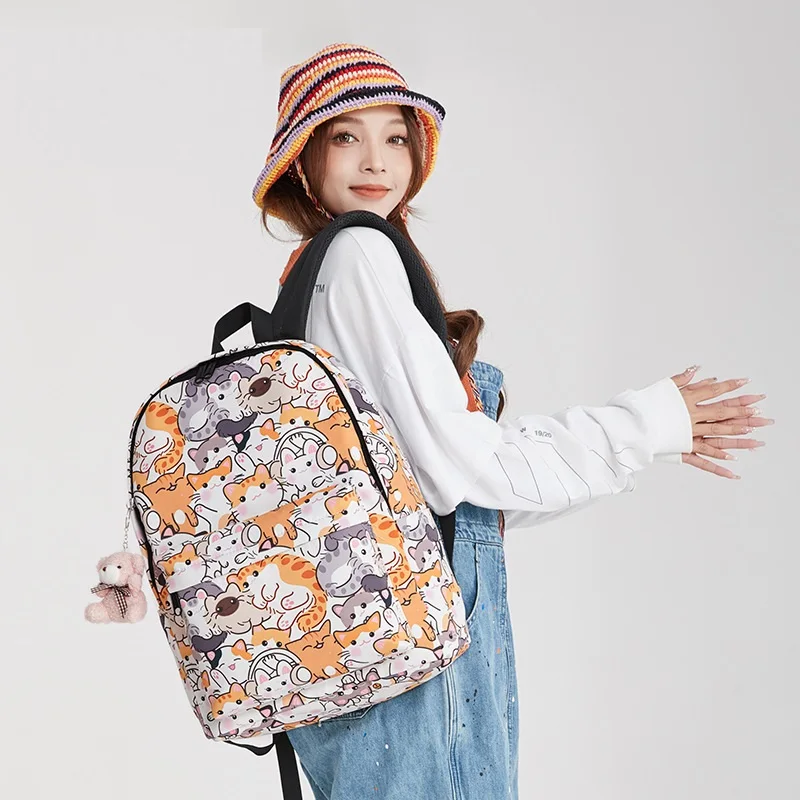 New cartoon cat schoolbags anime litter cats back packs college girl boy school gym bags women's personalised daypack mochilas