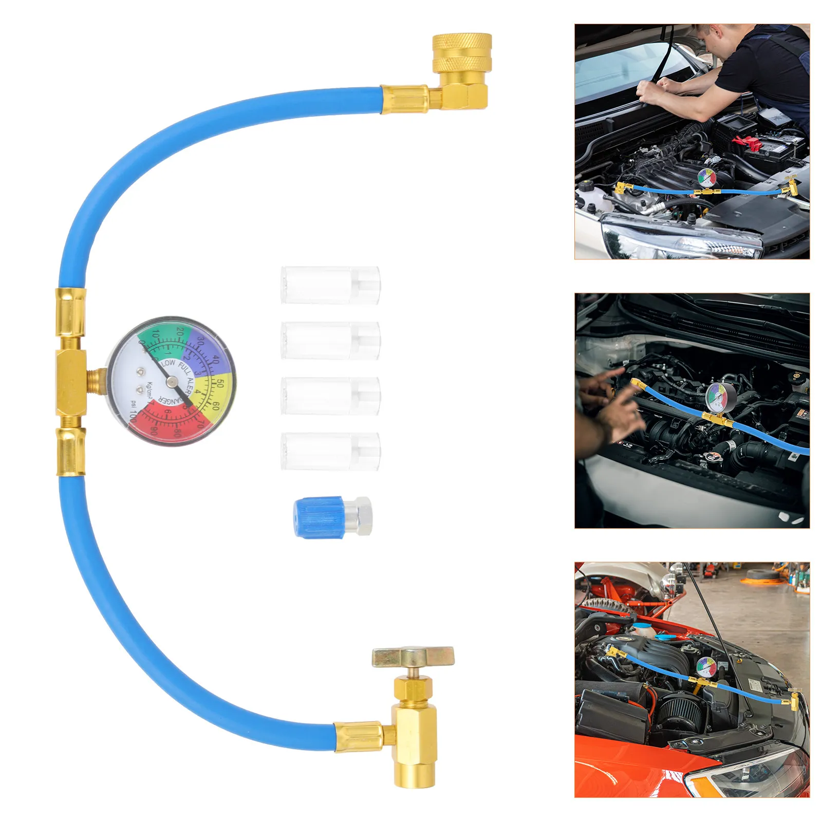 

1Set Car Refrigerant Recharge Hose with Gauge R134a Air Conditioning Charging Pipe High Pressure 600-3000Psi Long Life PVC