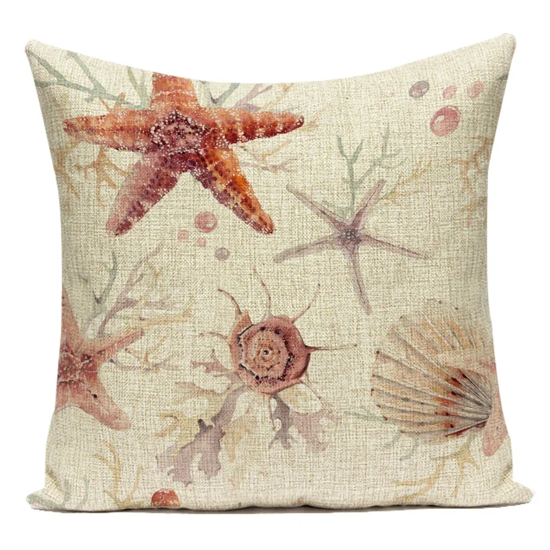 Marine Life Printed Cushion Cover Octopus Starfish Jellyfish Pillowcase Home Decor for Sofa Chair Bedroom Throw Pillow cover