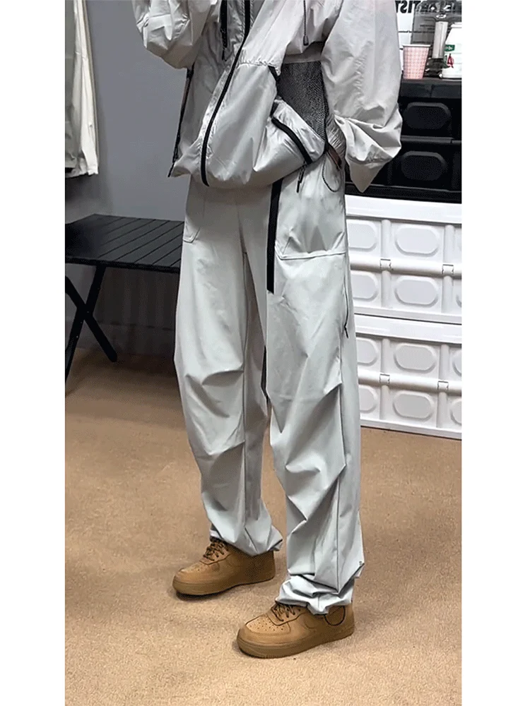 

Qui Dry Outdoor Mountain Paratrooper Thin Ice Silk Straight Leg Casual Pants Men Summer Lightweight Functional Hiking Trousers