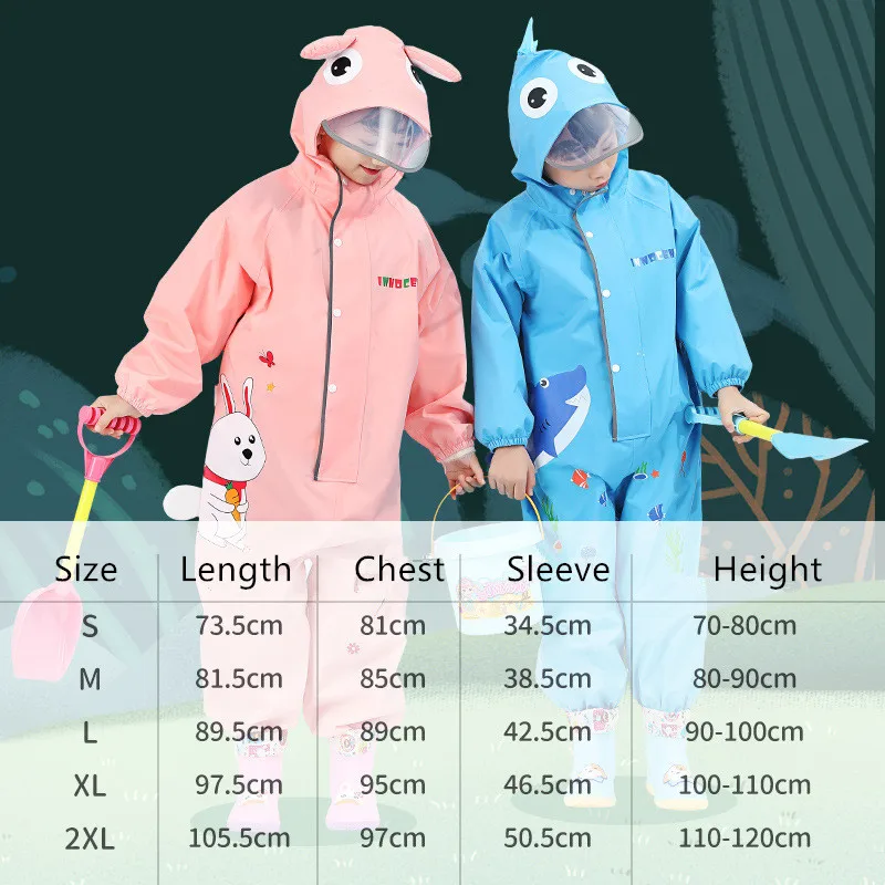 Waterproof Raincoats for Children, Baby's Rain Coat, Cover Poncho, Boys and Girls, Siamese Playing Suit, 70-120cm