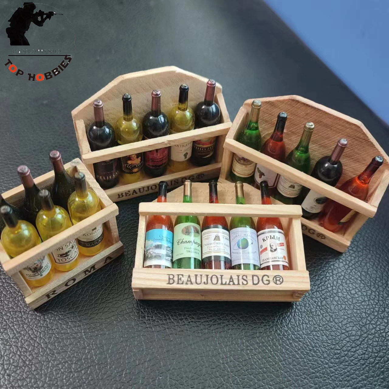 1/6 Scale Bar Table Mini 6/5 Wine Bottles with Wooden Wine Rack Model Frame DIY Scene Accessories Props For 12Inch Action Figure