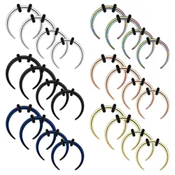 14G 16G Stainless Steel Septum Pinchers Horseshoes Rings Buffalo Taper with O-Rings Nose Pincher Septum Diameter 8mm 10mm 12mm