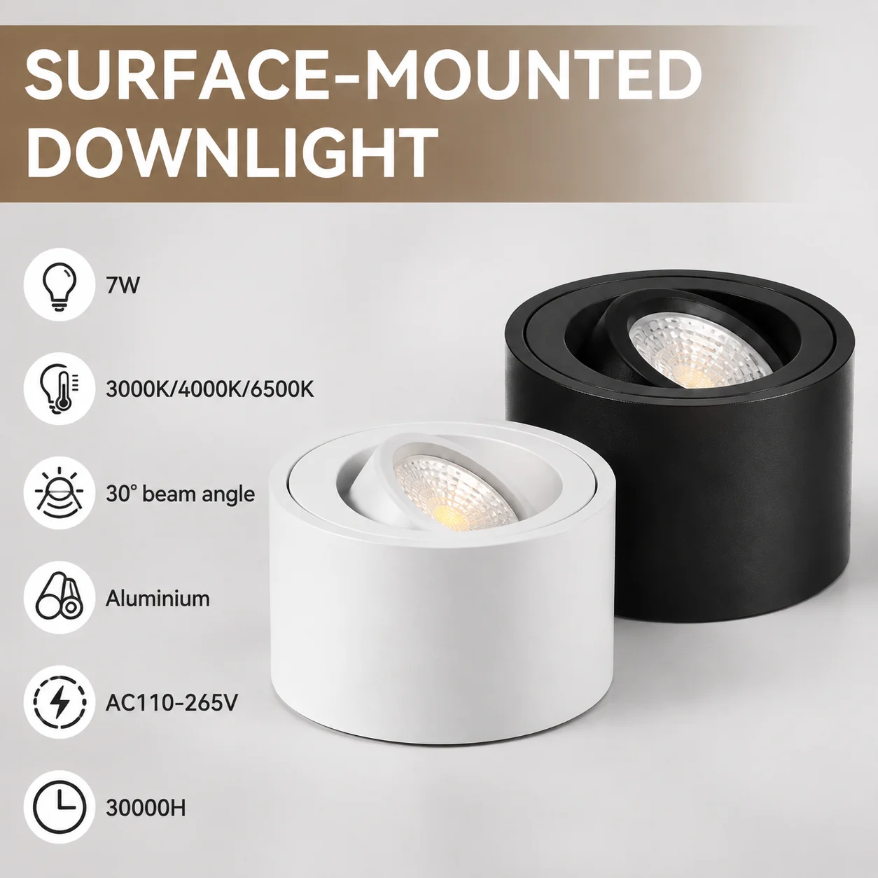Led Downlight Spot Surface Mounted Ceiling Lighting for Living Room Bedroom Lamp Adjustable Angle Down Light Spotlight 110-265V