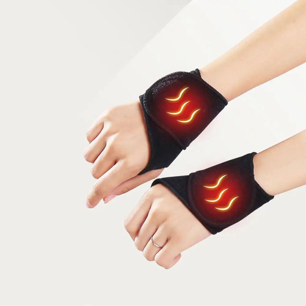 1 Pair Tourmaline Self-Heating Wrist Brace Sports Protection Wrist Belt Far Infrared Magnetic Therapy Pads Pain Relief