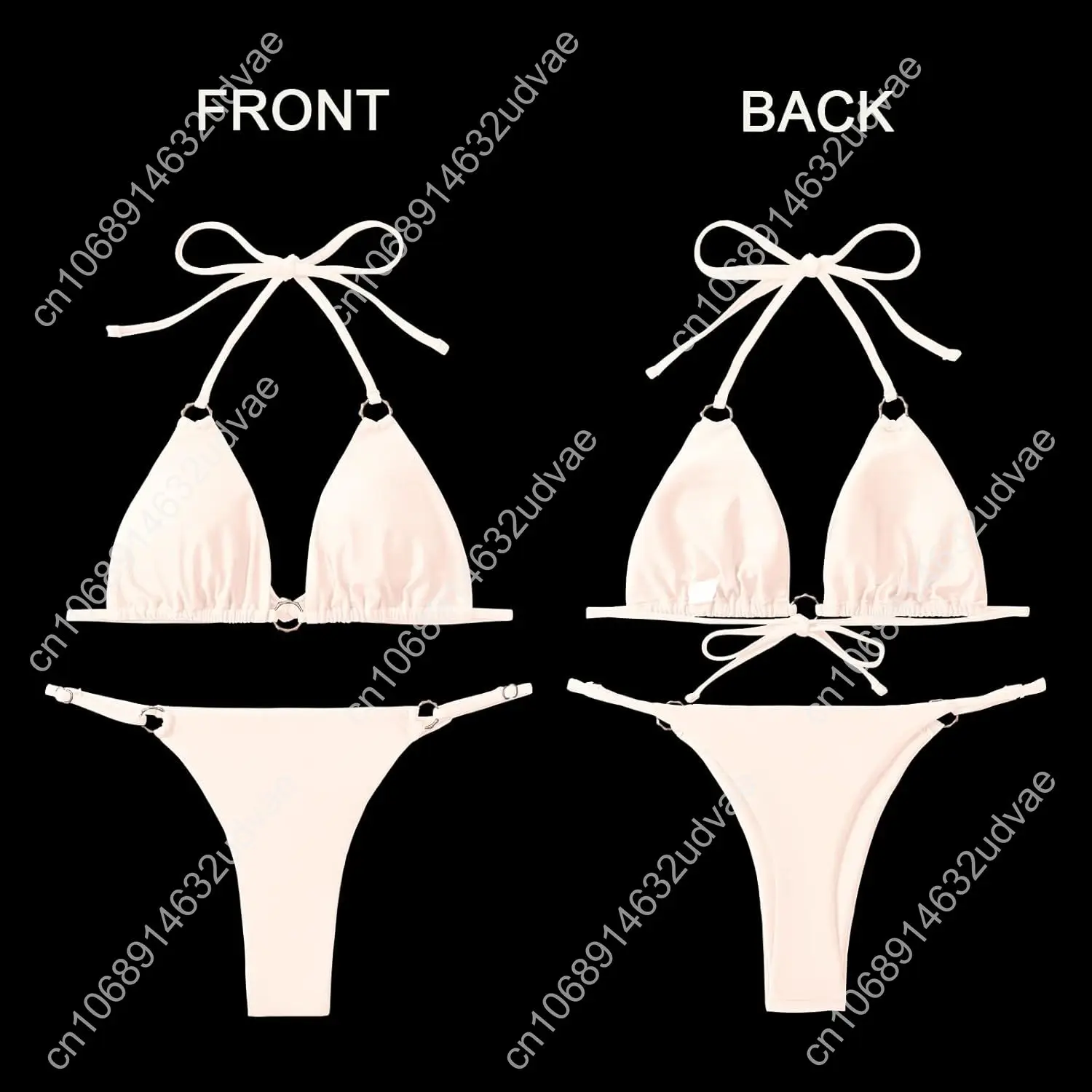 Seksowne bikini dla kobiet 2-częściowe bikini Spaghetti Strap Stroje kąpielowe Jednokolorowe stroje kąpielowe Stroje kąpielowe Trójkątny strój kąpielowy