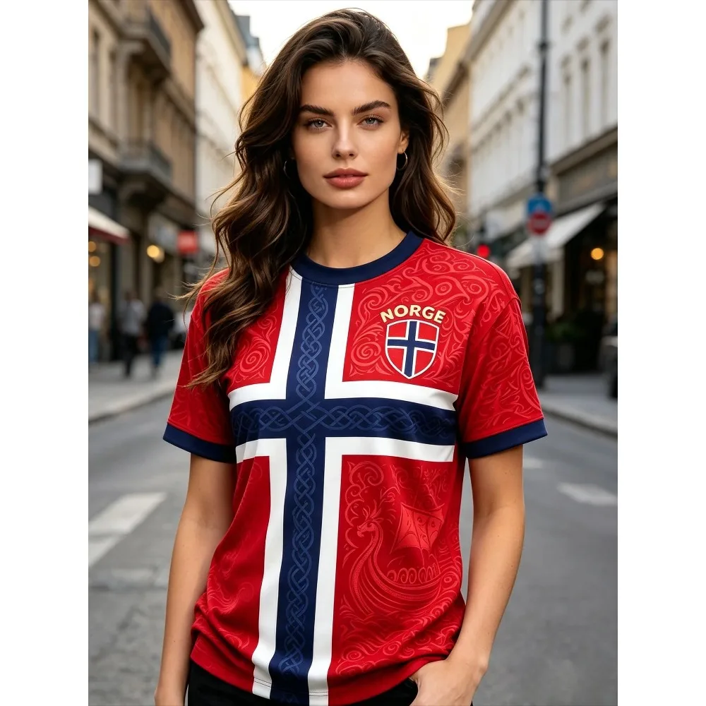 2026 Norway Style Women Football Sports T-Shirt Special Edition Jersey Outdoor Quick-Drying T-Shirt Casual Wear Summer Top