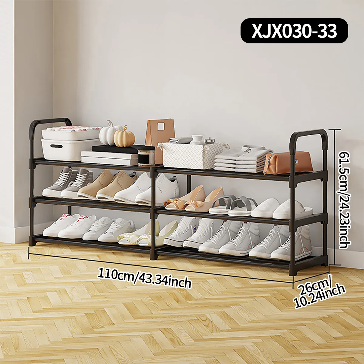 Schwarzes mehrschichtiges Aufbewahrungsregal, hält Schuhe ordentlich, einfach zu montierendes Schuhregal für den Heimgebrauch, geeignet für Flure, Schlafzimmer, Eingangsbereich und Wohnzimmer,