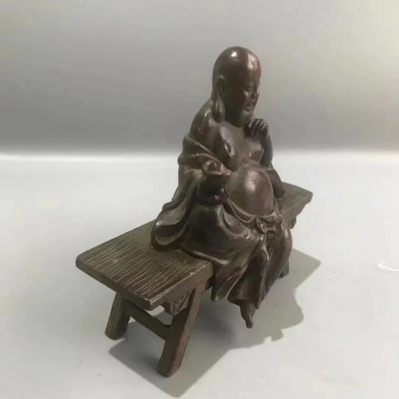 Antique Copper Bench Buddha Ornaments Free Milai Buddha Tea Table Decoration Home Decoration Crafts One Piece Dropshipping