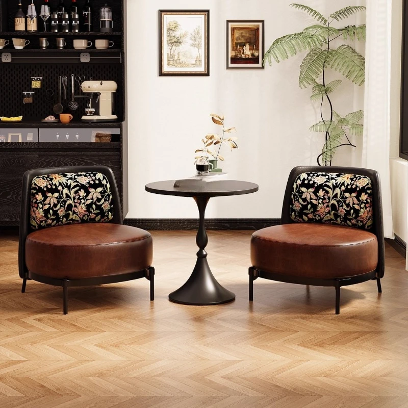 Wabi-sabi single sofa chair B&B retro negotiation reception café leisure one table and two chairs