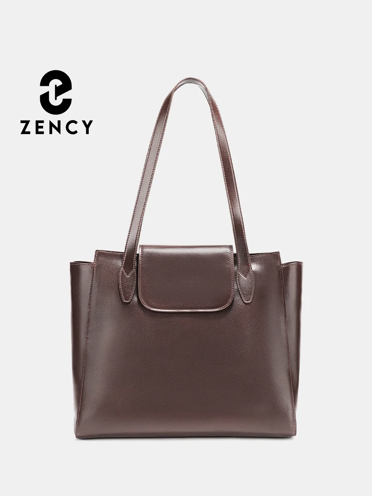 

Zency Genuine Leather New Simple Shoulder Bag Large Capacity Women Casual Handbag Vintage Oil Wax Tote for 15inch Laptop Premium