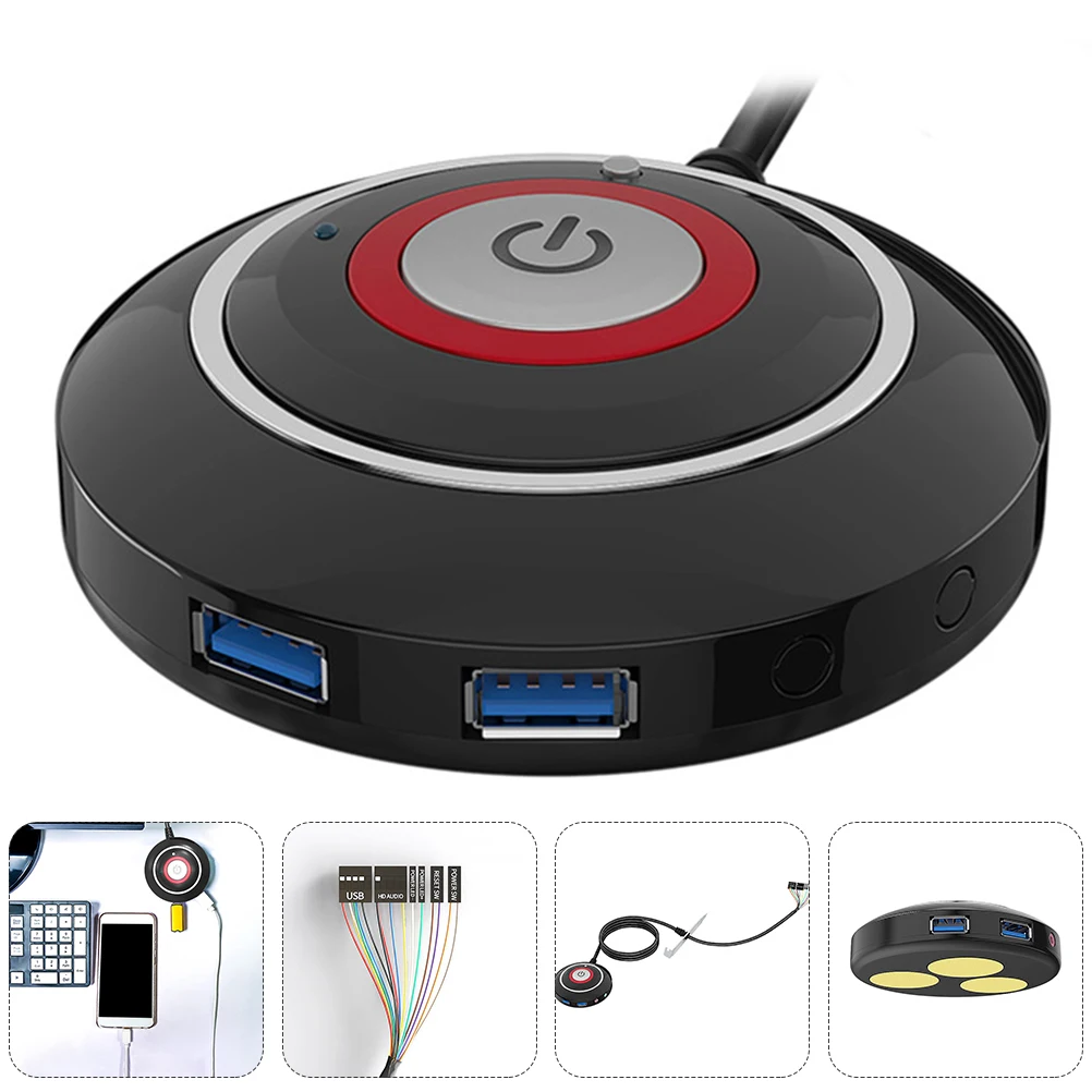 

USB Extension Cable Desktop Computer Reset Button Black ABS Case Office Home School Replacement Easy