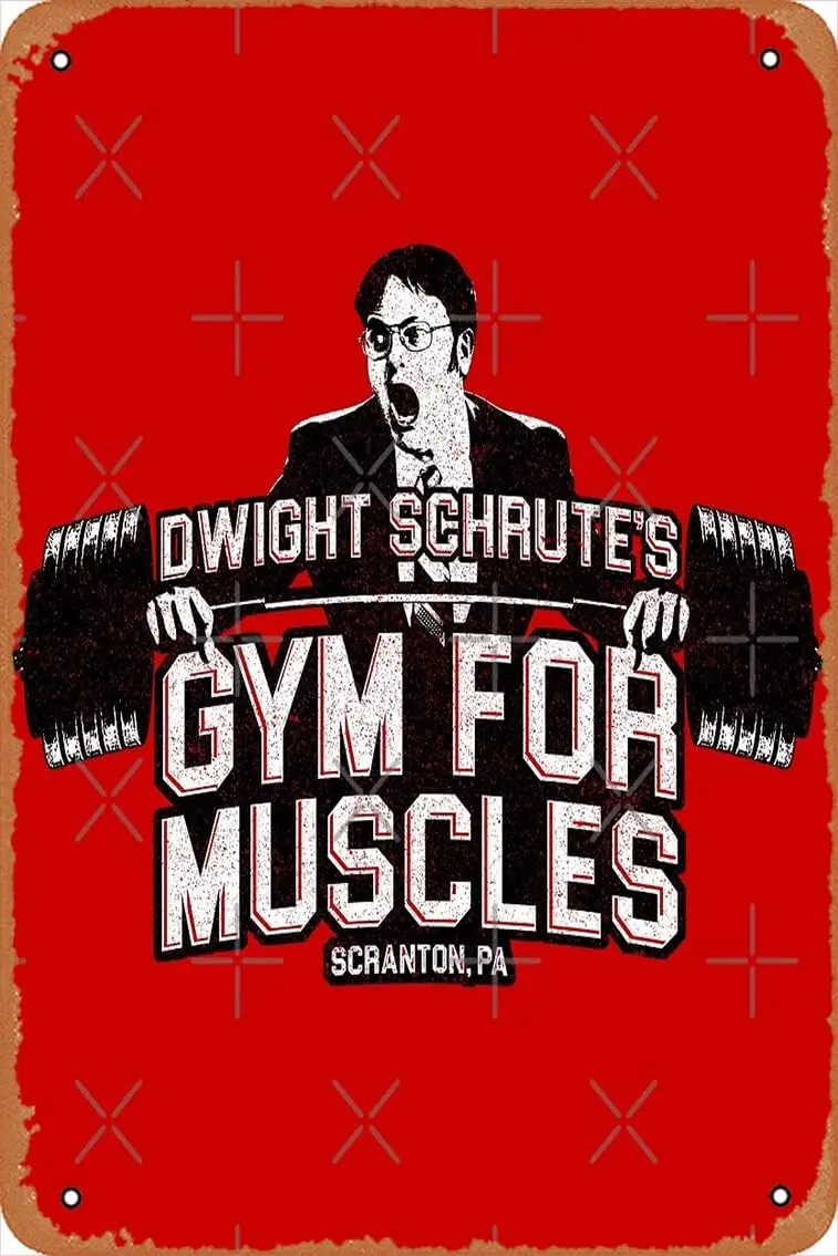 

Dwight Schrute's Gym For Muscles Poster Metal Tin Sign Vintage 8x12 Inch