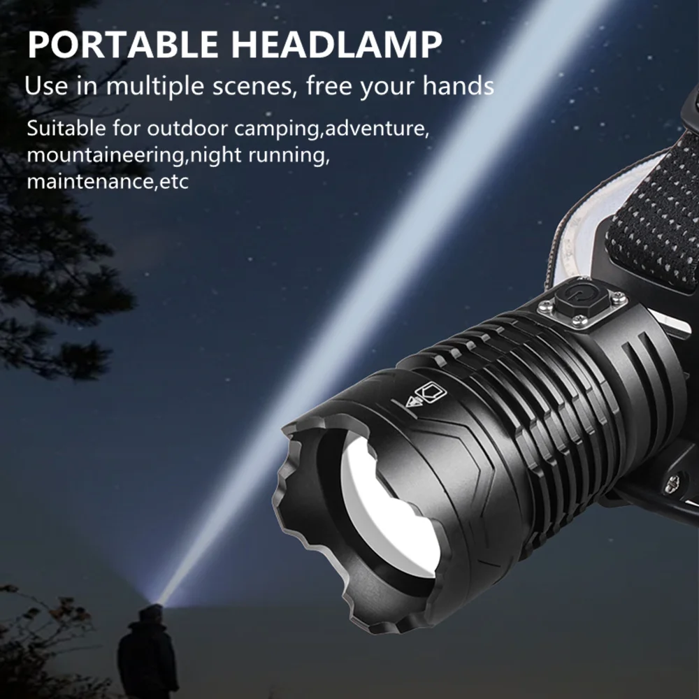 High Lumens XHP360 LED Rechargeable Headlamp Super Bright Zoomable HeadLamps Waterproof Head Light For Camping Hiking Hunting