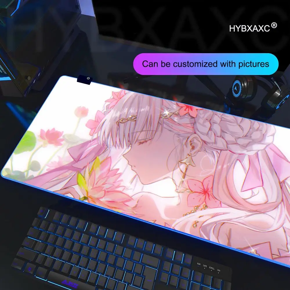 

80x40cm HYBXAXC Wuthering Waves Jinhsi Comic Mouse Pad RGB Gaming Mouse Pad Mat HD Gamer Large LED Light XXL 90X40CM Mouse Pad
