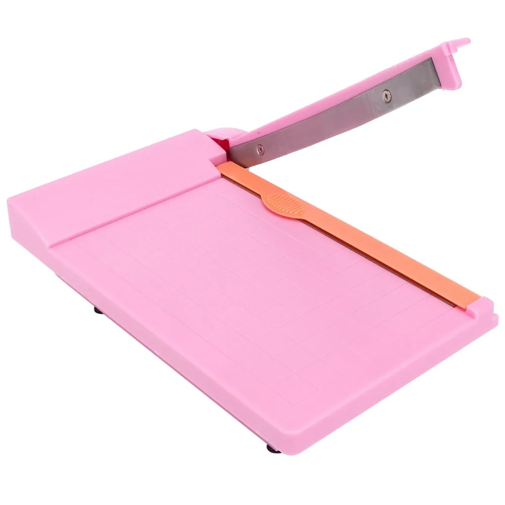 A6 Size Paper Cutter 4 * 6-inch Panel Scale Pink Guillotine Paper Cutter Safety Guard Precision Cutting Paper Trimmer