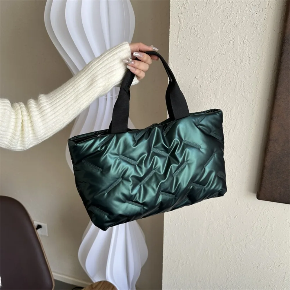 Sac fourre-tout matelassé de grande capacité pour dames, style coréen, sac à main nuage, rembourré, solide, espace pour documents, sac sous les bras en coton