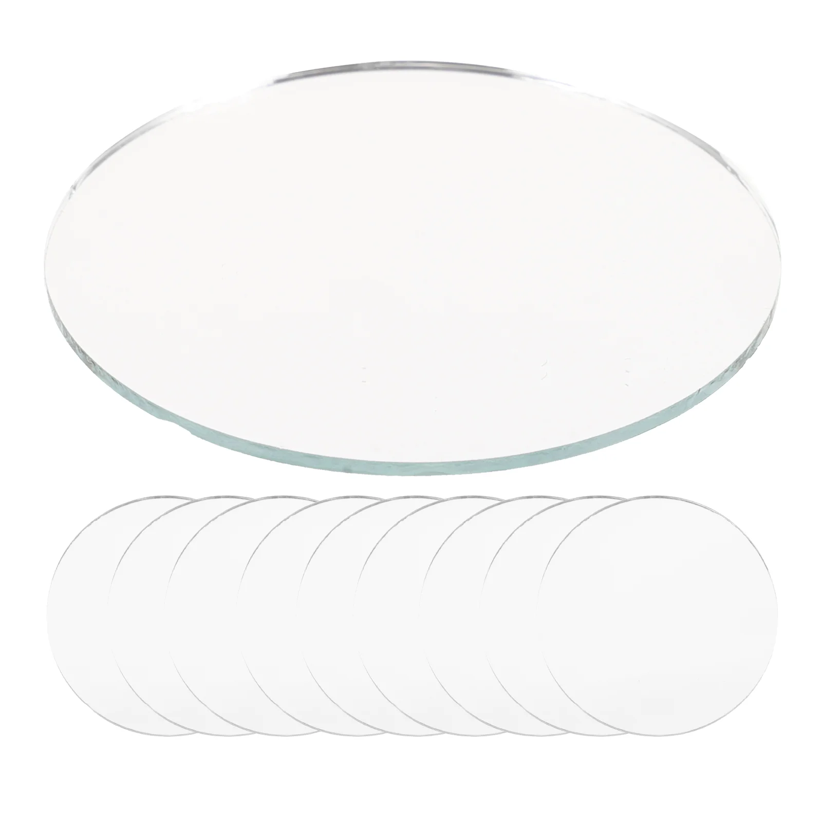 

10 Pcs Oval Glass Makeup Mirror Sheets Small White Accessories for Craft Beauty Tools High Clarity Portable Travel Work Home