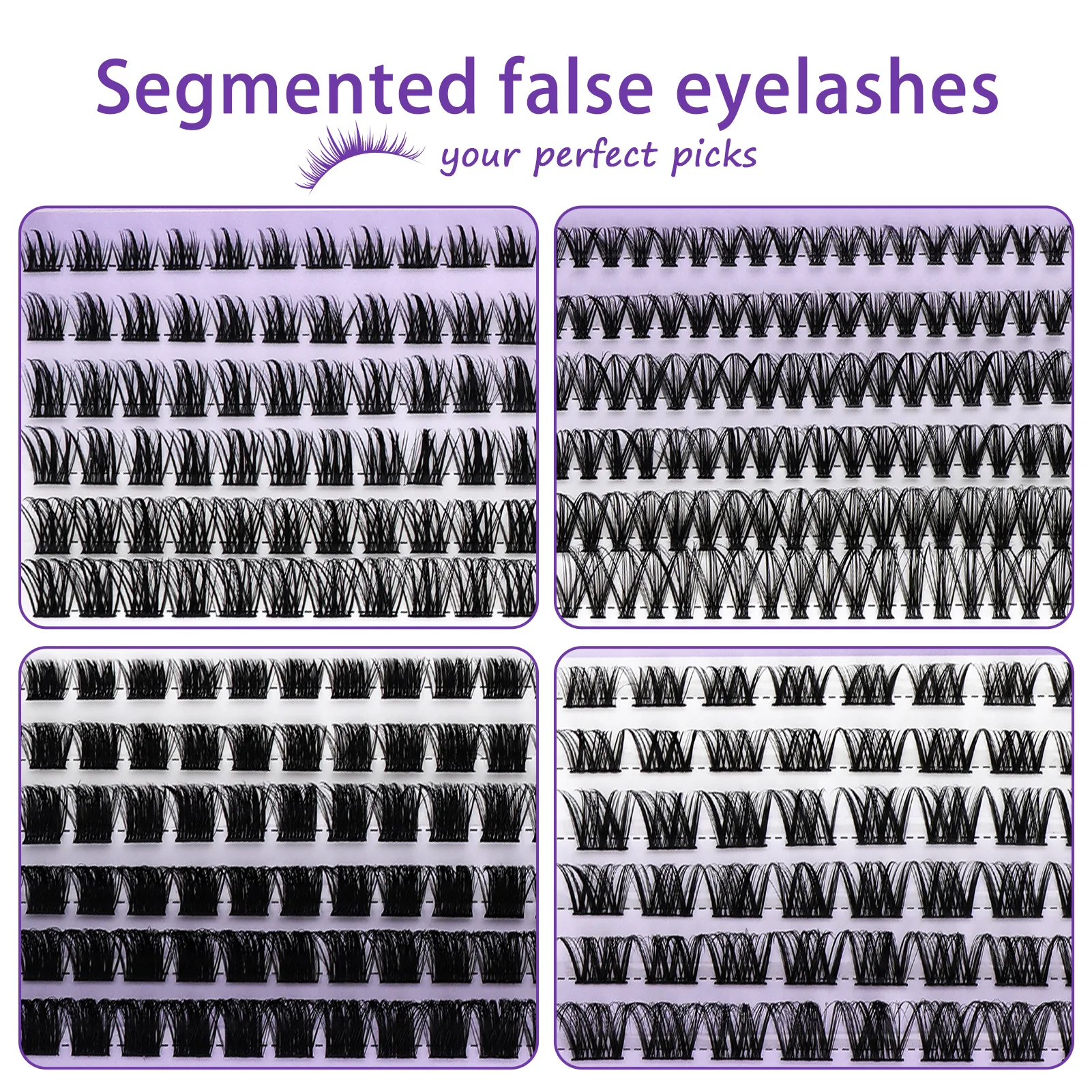 DIY Segmented False Eyelashes Extensions Large Capacity 24 Rows Mix Cluster Long 10-16mm Individual Lashes Clusters Makeup