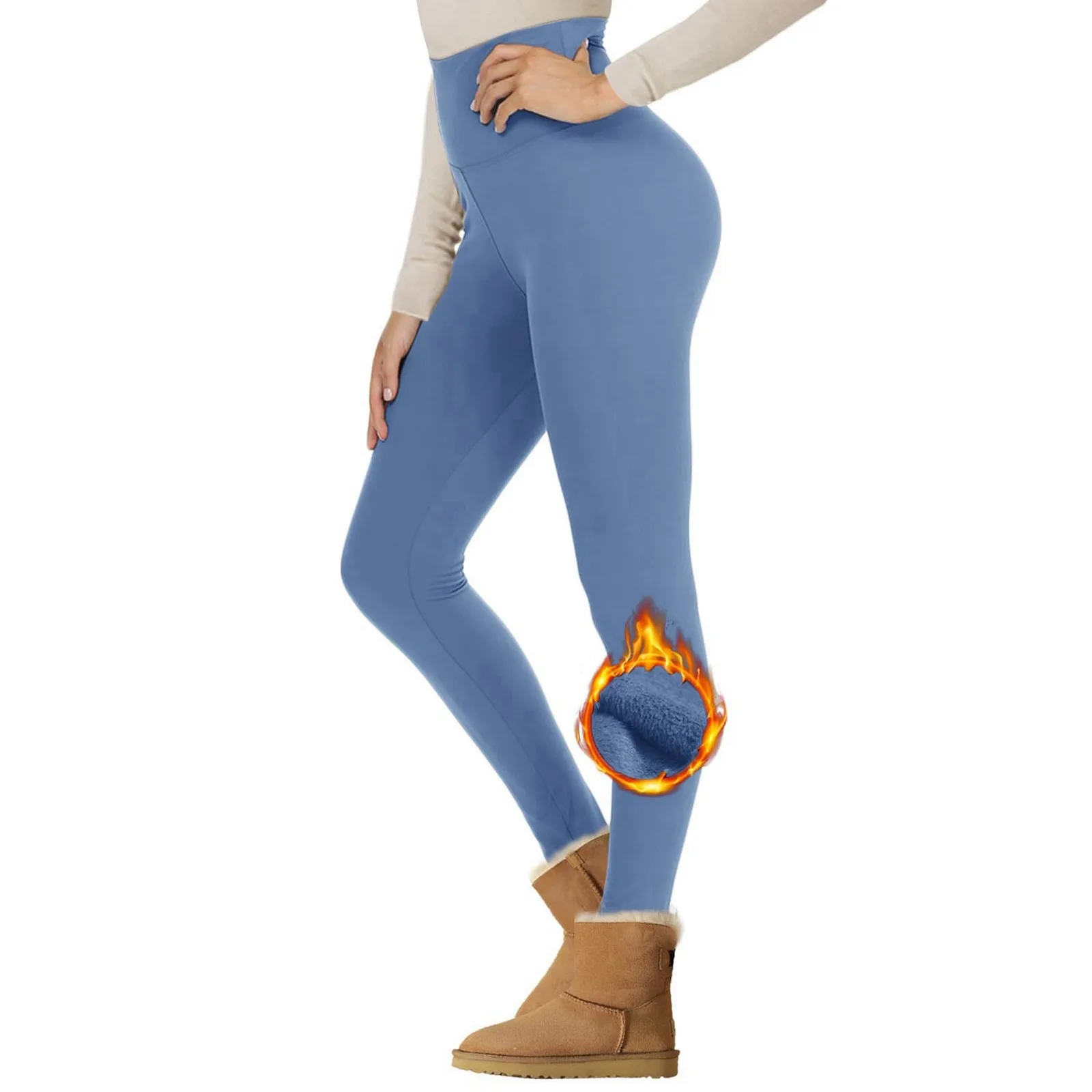 Leggings cálidos y suaves gruesos de terciopelo para mujer, mallas forradas de lana de cordero, pantalones de Yoga ajustados de cintura alta, invierno