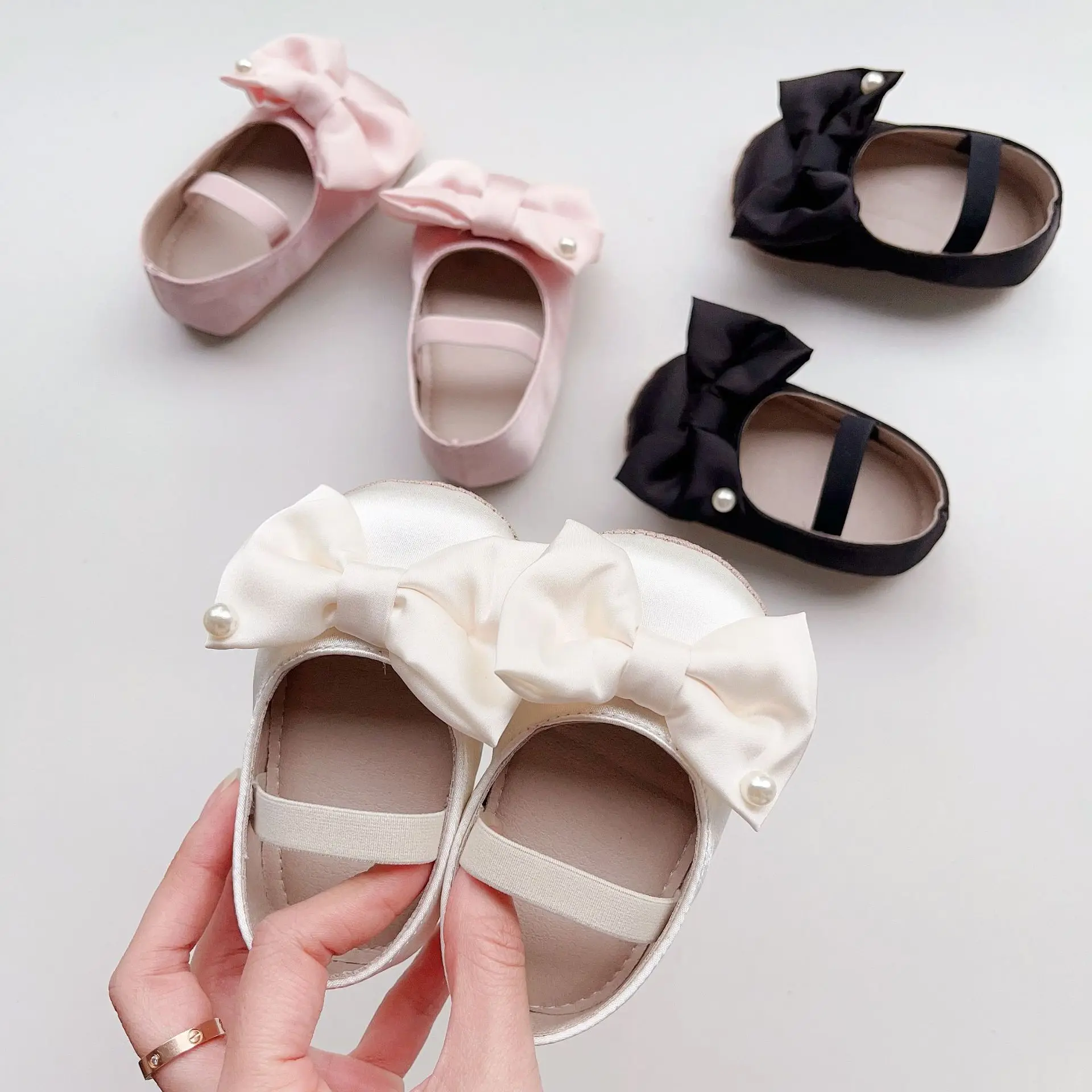 Spring Autumn Baby Girls Shoes Fashion Bow Soft Soles Anti-slip Anti-drop Heel Princess Baby Toddler Shoes