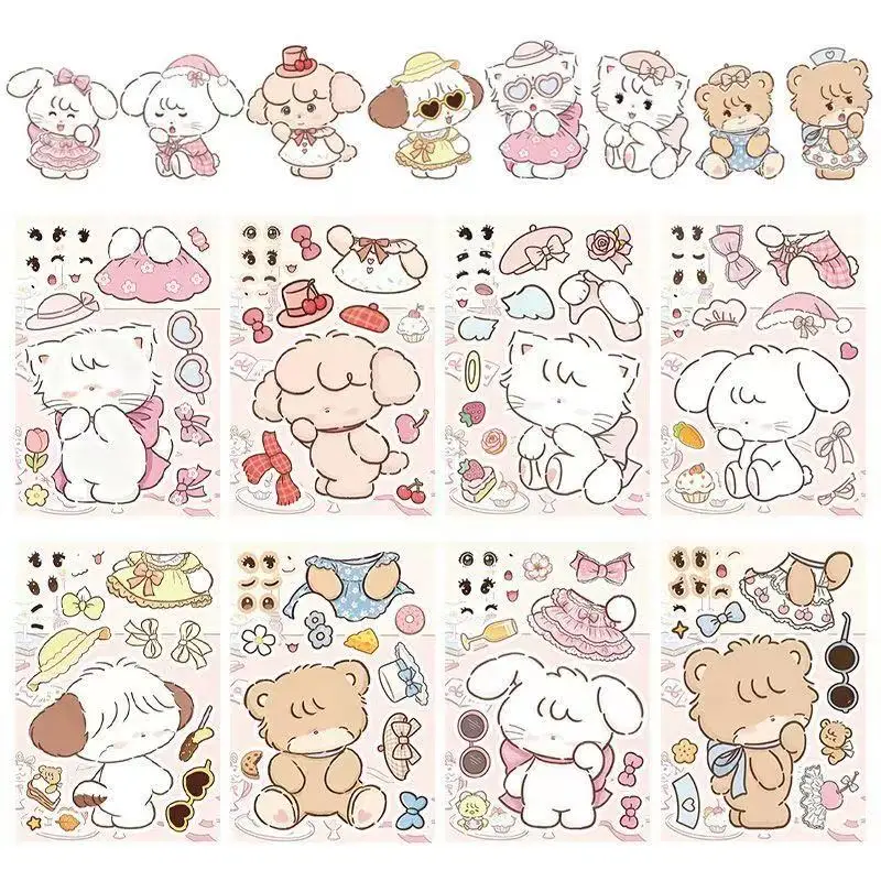 8 Blatt Niedliche Mikko Mousse Make-a-Face Cartoon-Aufkleber Dekoration DIY Handy Notizbuch Koffer Laptop Kühlschrank Graffiti-Sticker