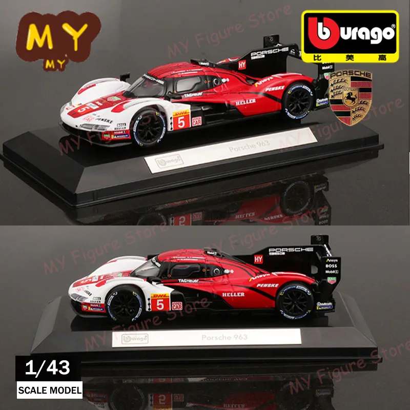 Bburago 1:43 Porsche 963 Dust Cover 24h Le Mans Rally Champion Ferrari 499P BWM M Hybird V8  Lamborghini SC63 Die Cast Car Model