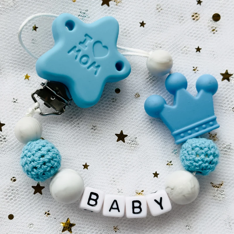 NEW Custom Name Pacifiers for babies Handmade Beech Personalized Wooden Chain Silicone Holder Baby Teether Toy Newborn Chew Gift